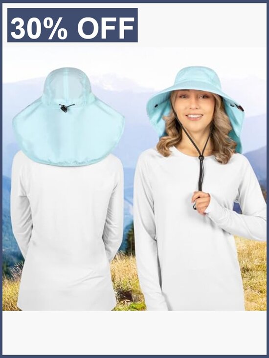 UPF 50+ Wide Brim Sun Hat with Neck Flap, Breathable Lightweight Packable for main image 5